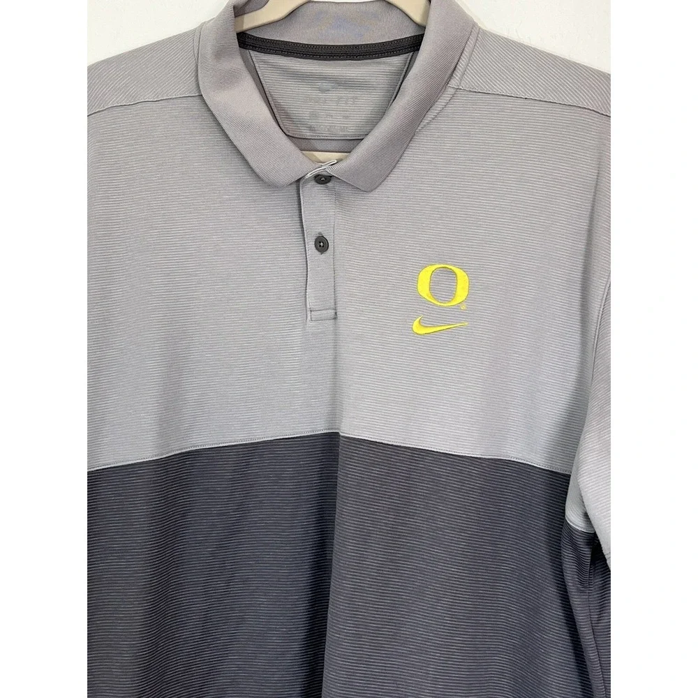 Nike Oregon Ducks On Field Polo Shirt Men's Size XXL Gray Dri-Fit Short Sleeve
